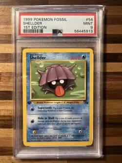 1999 Pokemon Fossil 1st Edition Shellder PSA 9 #54/62 Common Mint - Image 1