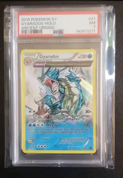 PSA 7 2015 POKEMON XY ANCIENT ORIGINS #21 GYARADOS HOLO - Image 1