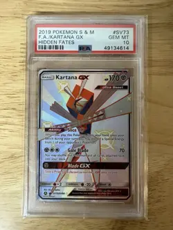 Pokemon TCG Hidden Fates Shiny Vault Kartana GX SV73/SV94 Full Art Holo PSA 10 - Image 1