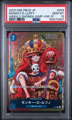 One Piece Monkey D. Luffy King Luffy P-043 Shonen Jump #36-37 Japanese PSA 10 - Image 1
