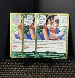 OP TCG I Know You're Strong... OP13-040 Rare Event Near Mint English Lot of 3 - Image 1