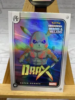 Pikachu as Cosplay Drax Heroes & Villains Non- Pokemon Fan Art Trading Card - Image 2