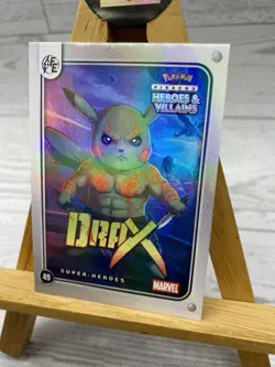 Pikachu as Cosplay Drax Heroes & Villains Non- Pokemon Fan Art Trading Card - Image 4