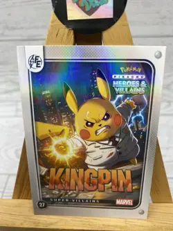 Pikachu as Cosplay KingPin Heroes & Villains Non-Pokemon Fan Art Holo Card - Image 2