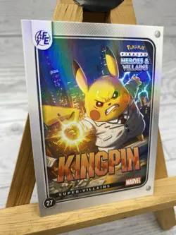 Pikachu as Cosplay KingPin Heroes & Villains Non-Pokemon Fan Art Holo Card - Image 3
