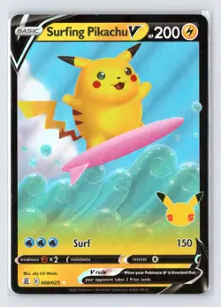2021 Pokemon TCG Celebrations - 008/025 Surfing Pikachu V - Holo Ultra Rare - Image 1