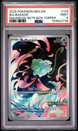 Pokemon TCG Bulbasaur 133/132 Me01 stamped Mega Evolution Holo Box PSA 9 - Image 2