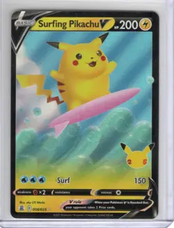 Surfing Pikachu V Pokemon Celebrations 008/025 Ultra Rare NM - Image 1