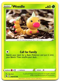 Weedle 002/073 - 🌊 Champion's Path Common Pokemon TCG 🖤 - LP - Image 1