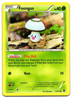 Foongus 12/114 - 🌊 Steam Siege Common Pokemon TCG 🖤 - MP - Image 1