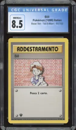 2000 Pokemon ITALIAN 1st Edition Base Set Bill 91/102 CGC 8.5 NM-MINT + - Image 1