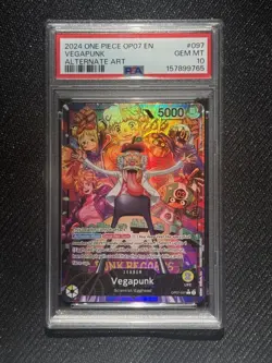 2024 ONE PIECE OP07-097 VEGAPUNK ALT ART LEADER PSA 10 - Image 1