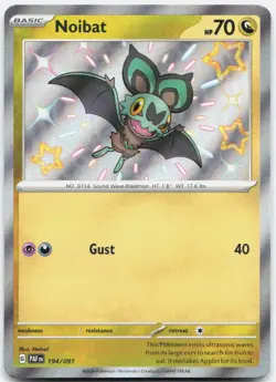 Noibat 194/091 Shiny Rare Paldean Fates Pokemon Holo Near Mint - Image 1
