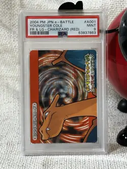 2004 Pokemon E-Battle FireRed LeafGreen A001 Youngster Cole Charizard PSA 9 Mint - Image 1