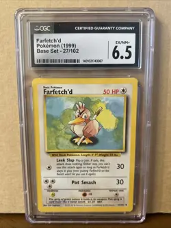 Pokemon Farfetch’d 27/102 CGC 6.5 Base Set (1999) Fast Shipping - Image 1