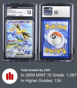 Zapdos EX Sir 202/165 Scarlet & Violet 151 CGC Gem Mint 10 Pokemon TCG - Image 4