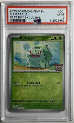 2023 POKEMON MEW EN-151 BEST BUY EXCLUSIVE #001 BULBASAUR PSA 9 - Image 1
