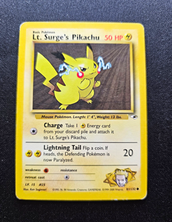 Wizards Lt. Surge's Pikachu 81/132 Gym Heroes Common Regular Basic ENG 2000 - Image 1