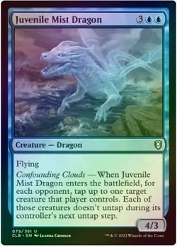 1 x Juvenile Mist Dragon - Foil - CLB - LP - Magic The Gathering - MTG - Image 1