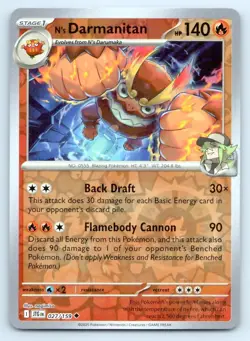 Pokemon N's Darmanitan Journey Together JTG UC REVERSE HOLO 027/159 NM - Image 1
