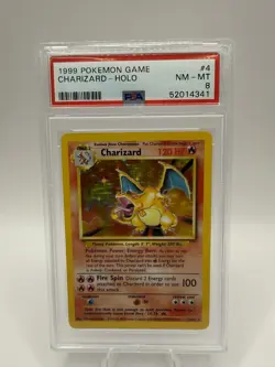 Pokemon TCG PSA 8 Glurak/Charizard 4/102 Base Set Holo Englisch 1999 - Image 1