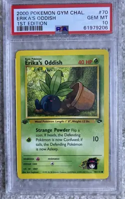 Pokemon TCG Erika's Oddish Gym Challenge 1st Edition Card 70/132 PSA 10 GEM MT - Image 1