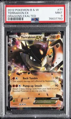 2012 POKEMON B&W DRAGONS EXALTED #71 TERRAKION EX PSA 9 - Image 1