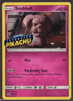 Pokemon - Snubbull Black Star Promo SM200 Stamped Detective Pikachu Heavy Play - Image 1