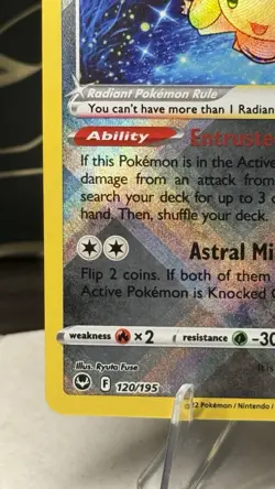 Radiant Jirachi 120/195 SWSH Silver Tempest Shiny Holo Rare Pokemon TCG 2022 NM - Image 5