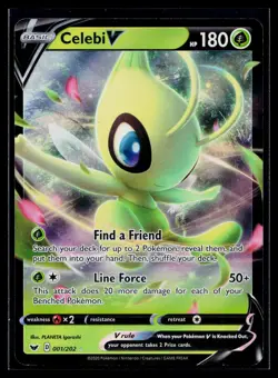 Celebi V 001/202 Holo Sword & Shield V Rare Near Mint - Image 1