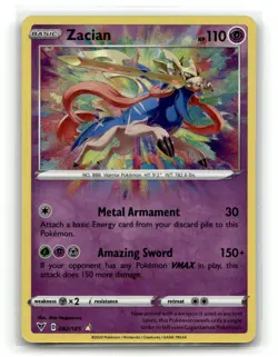 Zacian 082/185 Amazing Rare Vivid Voltage Pokemon Holo NM - Image 1
