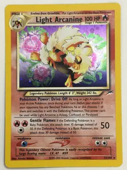 Pokemon Cards: Neo Destiny Rare Holo: Light Arcanine 12/105 AWESOME SWIRL - Image 1