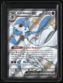 GARDEVOIR EX 217/091 SHINY ULTRA RARE PALDEAN FATES POKEMON HOLO NEAR MINT - Image 1