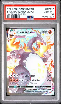 2021 POKEMON SWORD & SHIELD SHINING FATES #SV107 FULL ART/CHARIZARD VMAX PSA 10 - Image 1