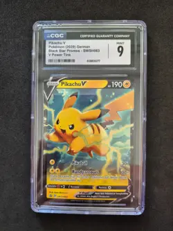 Pokemon, Pikachu V, CGC 9, Promo SWSH063, Black Star Promos, Deutsch - Image 1