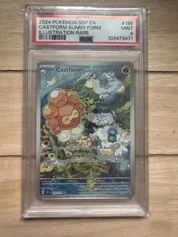 2024 POKEMON SSP EN #195/191 CASTFORM SUNNY FORM SURGING SPARKS ILL. RARE PSA 9 - Image 1