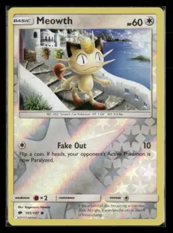 Meowth 101/147 Common Burning Shadows Pokemon Reverse Holo Near Mint - Image 1