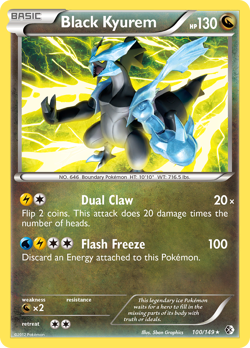 BLACK KYUREM 100/149 R BOUNDARIES CROSSED POKEMON LP - Image 1