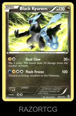BLACK KYUREM 100/149 R BOUNDARIES CROSSED POKEMON LP - Image 2