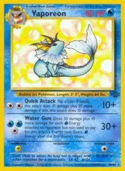 Damaged Vaporeon - 28/64 - Rare - Unlimited Edition Pokemon Jungle - Image 1