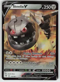 Steelix V 115/185 Holo V Rare Vivid Voltage Pokemon Holo Near Mint - Image 1