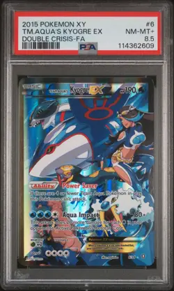 2015 POKEMON XY DOUBLE CRISIS #6 FULL ART/TEAM AQUA'S KYOGRE EX PSA 8.5 - Image 1