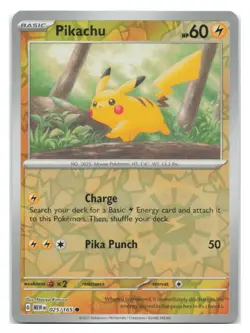 Pikachu 025/165 Common 151 Pokemon Reverse Holo 2023 - Image 1
