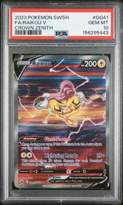 2023 POKEMON SWORD & SHIELD CROWN ZENITH #GG41 FULL ART/RAIKOU V PSA 10 - Image 1