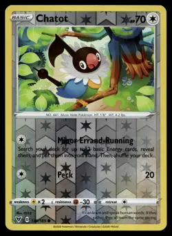 POKEMON CHATOT VIVID VOLTAGE 139/185 REVERSE HOLO C NM/M - Image 1