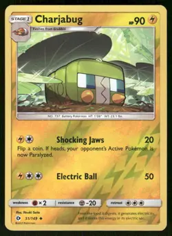 Pokemon Charjabug SM Base Set 51/149 Reverse Holo UC LP - Image 1