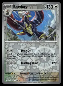 POKEMON BRAVIARY SURGING SPARKS 153/191 UC REVERSE HOLO NM/M - Image 1