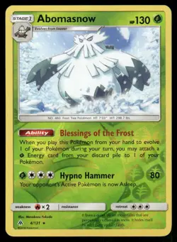 POKEMON ABOMASNOW FORBIDDEN LIGHT 4/131 REVERSE HOLO R LP - Image 1