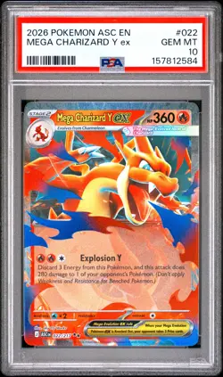 Mega Charizard Y Ex PSA 10 2026 Pokemon Asc En-Ascended Heroes #022 - Image 1