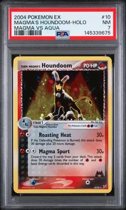 2004 Pokemon EX Team Magma VS Team Aqua Magma's Houndoom Holo Holo PSA 7 #10 - Image 1